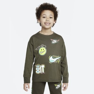 Nike NSW Art Of Play Relaxed Longsleeve Tee Cargo Khaki - Zelené - Tričko s dlhým rukávom
