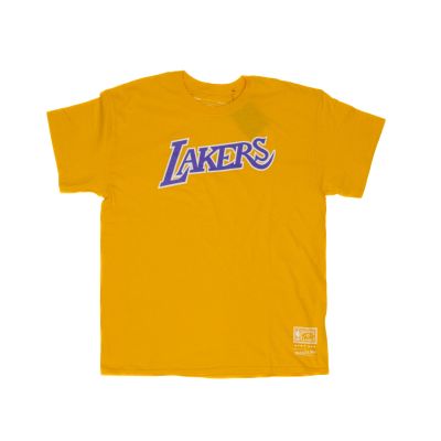 Mitchell & Ness Worn Logo / Wordmark Tee Los Angeles Lakers - Žlté - Tričko