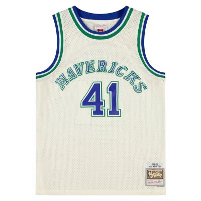 Mitchell & Ness NBA Dallas Mavericks Dirk Nowitzki 1998 Off White Team Color Swingman Jersey - Biele - Dres