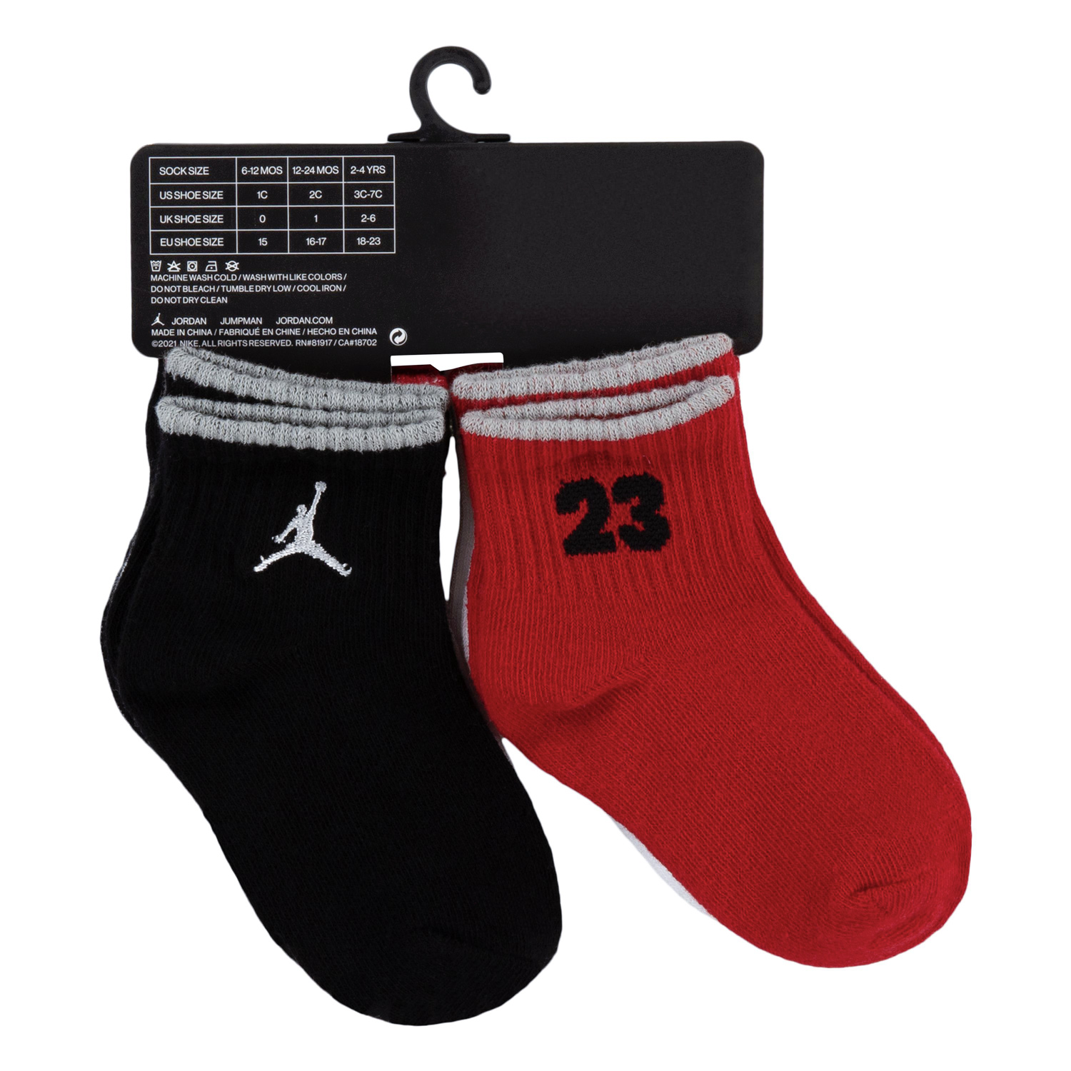 Jordan Legacy Infant Toddler Ankle 6PK Gym Red - Detské - Ponožky Jordan - Červené - NJ0362-R78 - Veľkosť: 2/4 Y